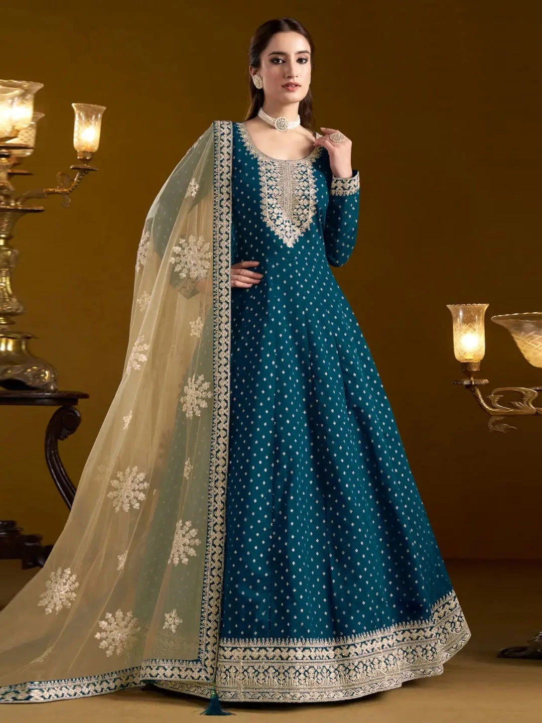 Chanderi Silk - Anarkali - Image 3