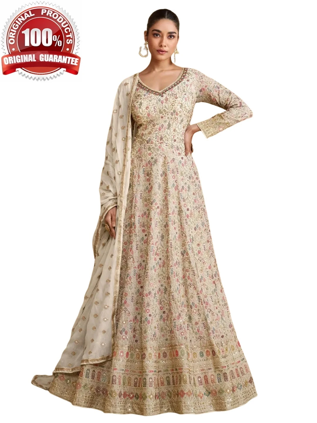 Real Georgette Embroidery - Anarkali - Image 2
