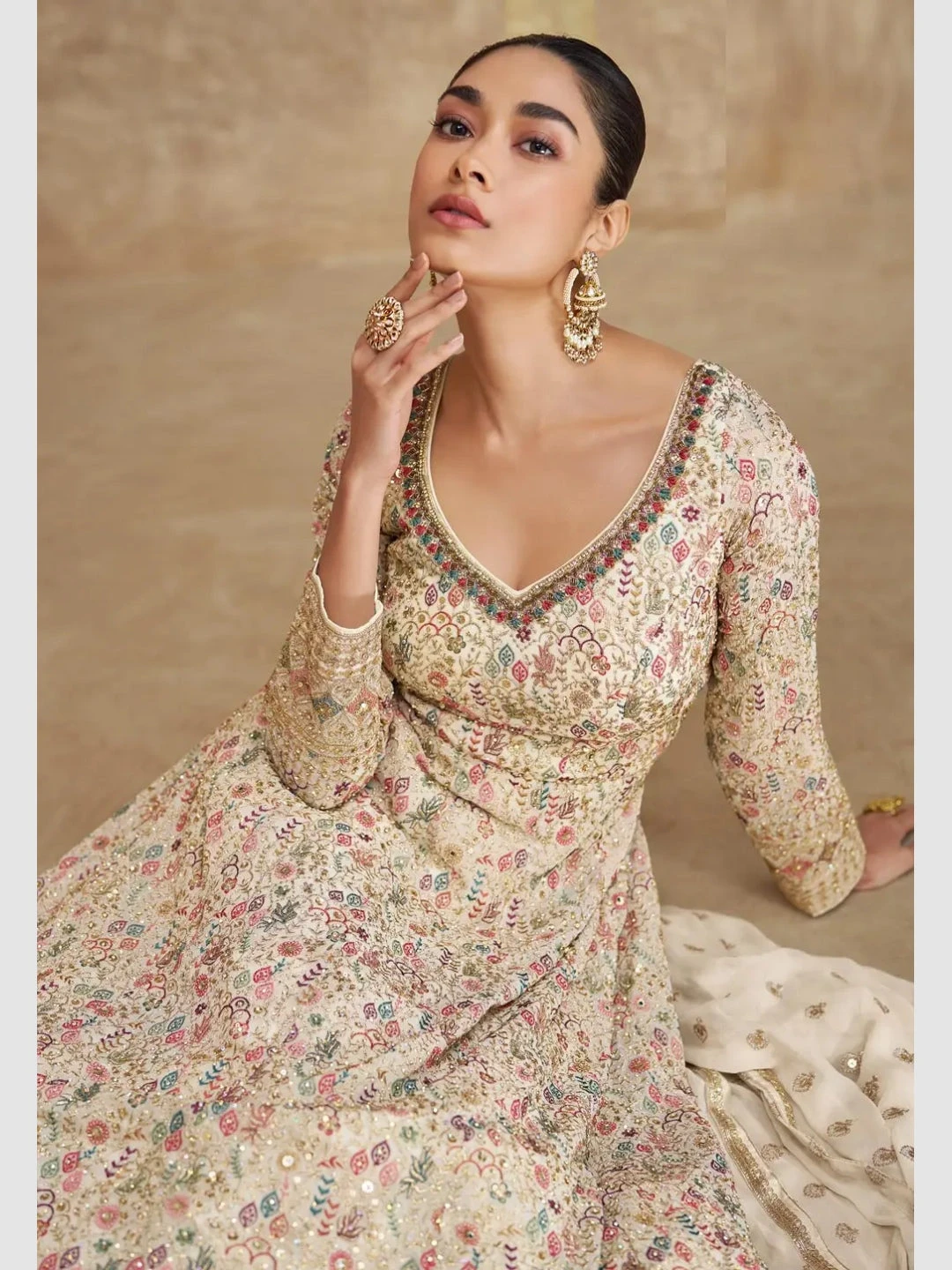 Real Georgette Embroidery - Anarkali - Image 3