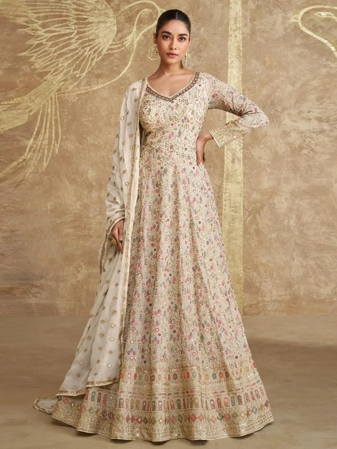 Real Georgette Embroidery - Anarkali