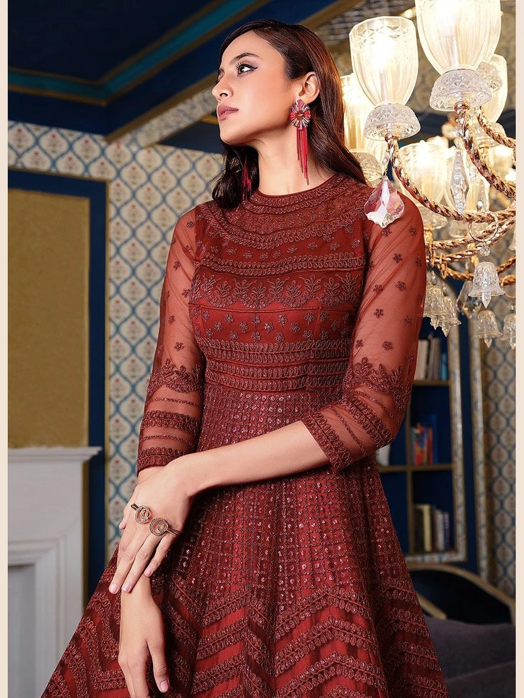 Net & Satin Anarkali Suit - Image 3