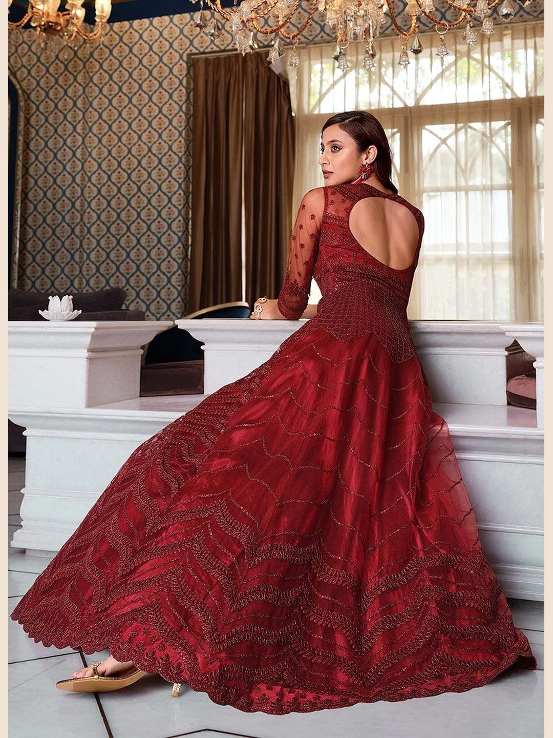 Net & Satin Anarkali Suit - Image 2