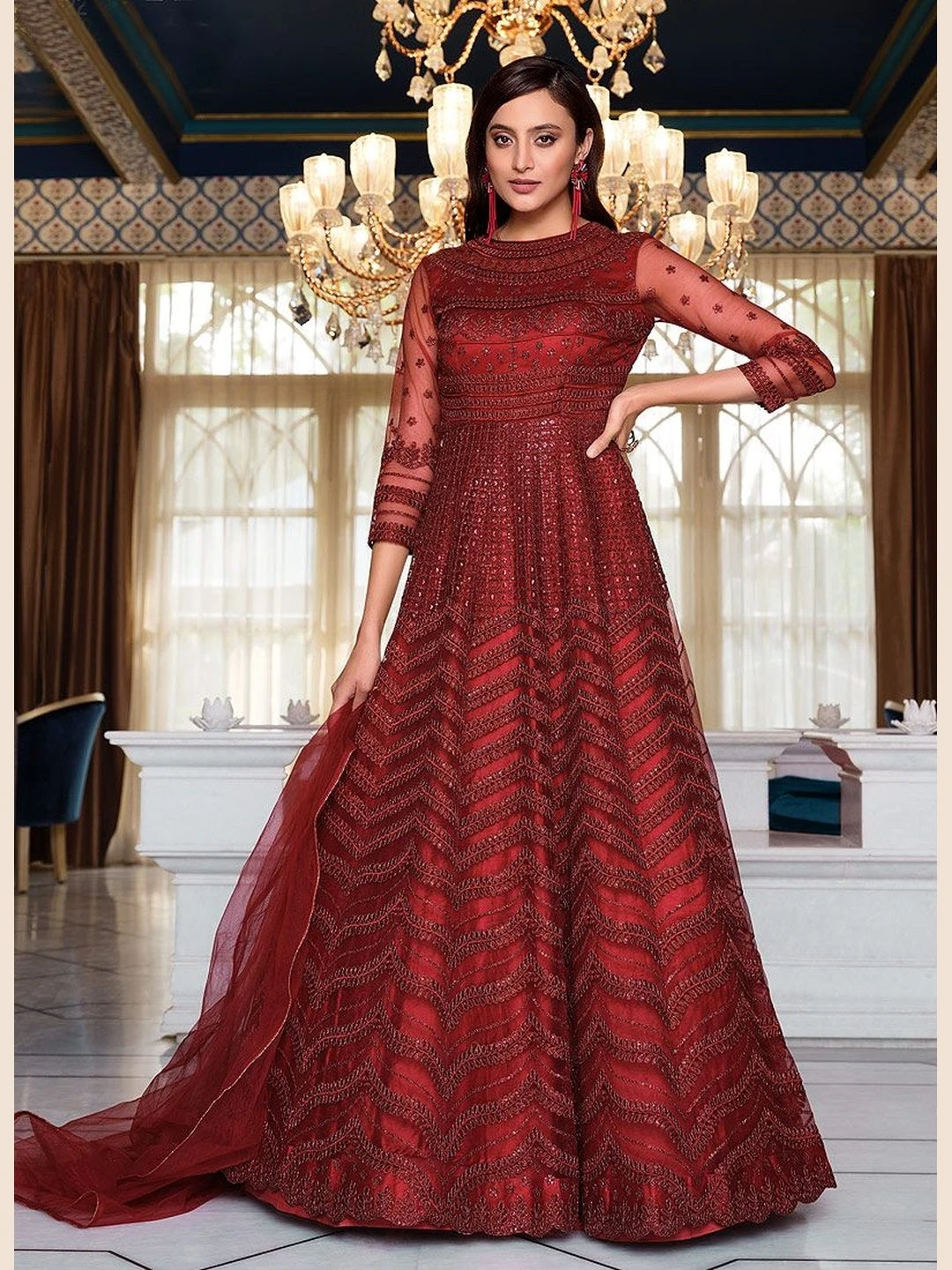 Net & Satin Anarkali Suit