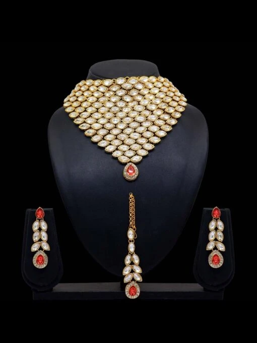 Kundan Necklace Set & Tikka
