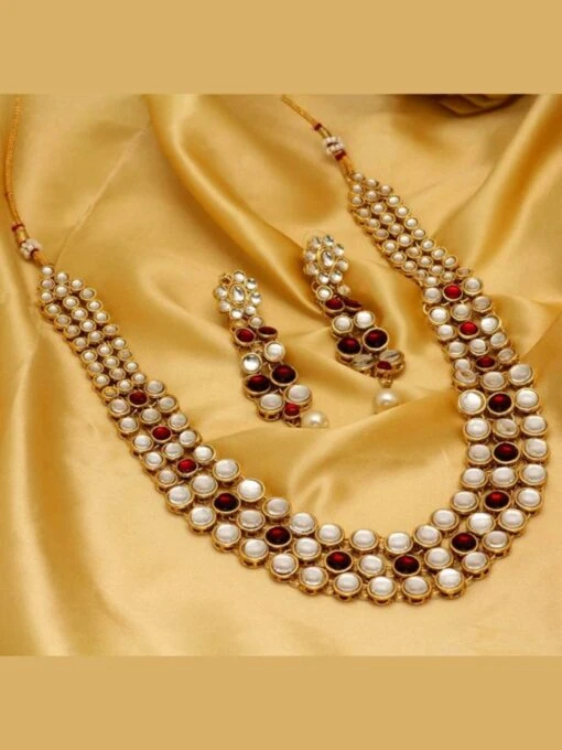 Kundan & Pearl Necklace Set - Image 2