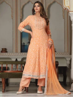 Floral Mirror Work Kurta Set