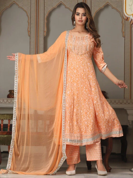 Floral Mirror Work Kurta Set - Image 2