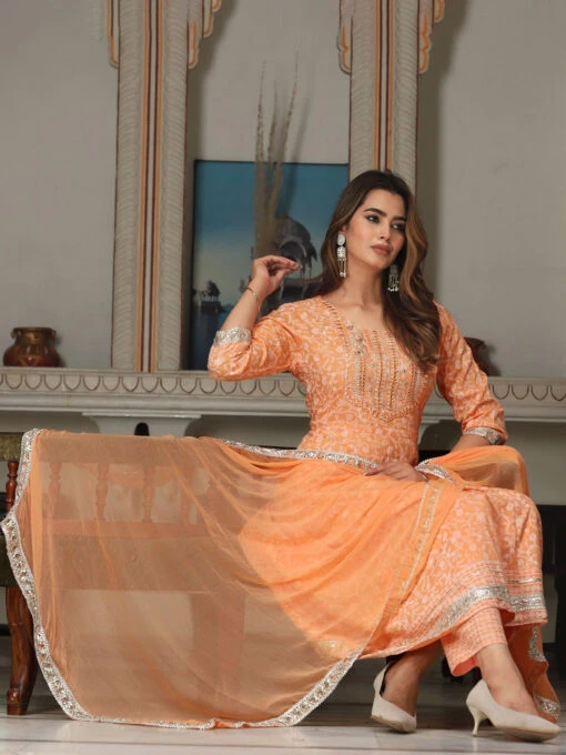 Floral Mirror Work Kurta Set - Image 3