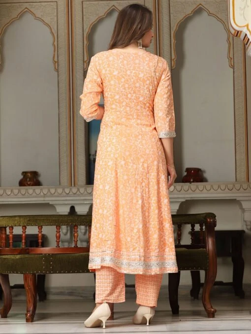 Floral Mirror Work Kurta Set - Image 5