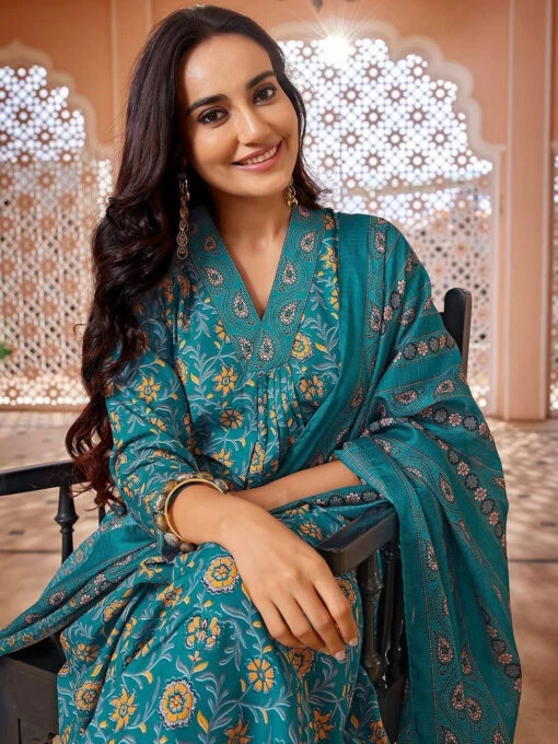 Floral Printed Anarkali Kurta Set - Image 2