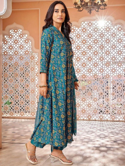 Floral Printed Anarkali Kurta Set - Image 3