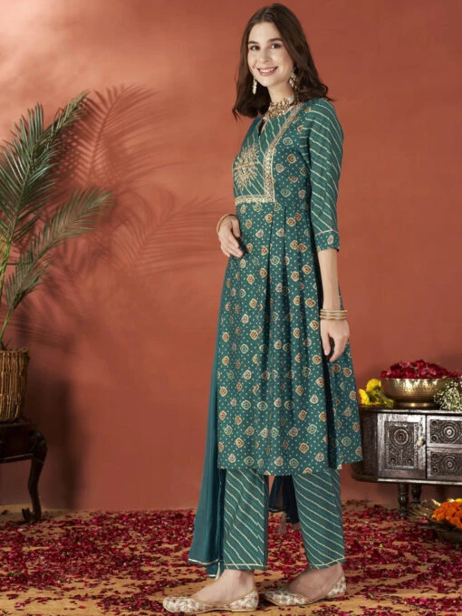 Chanderi Silk A-Line Kurta Set - Image 5