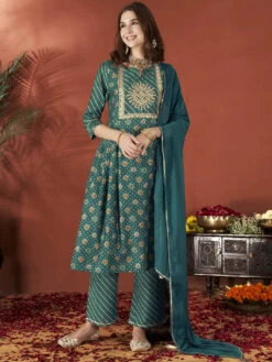 Chanderi Silk A-Line Kurta Set