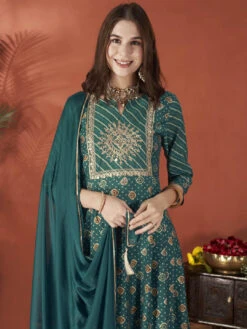 Chanderi Silk A-Line Kurta Set -Harmony Shop Kurta Set K143B 4