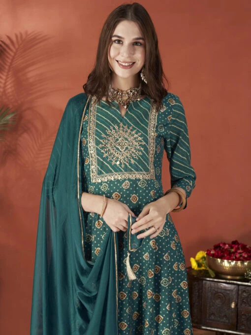 Chanderi Silk A-Line Kurta Set - Image 3