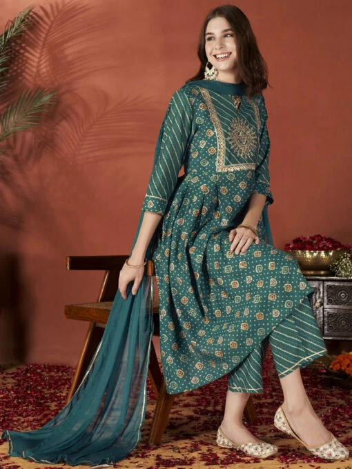 Chanderi Silk A-Line Kurta Set - Image 4