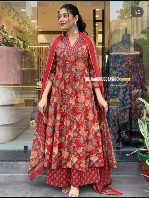 Mirror Work Pleated Kurta Set - Image 3