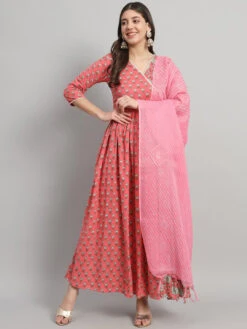 Floral V-Neck Kurta Set -Harmony Shop Kurta Set K146E 1