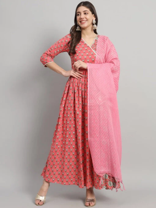 Floral V-Neck Kurta Set - Image 3