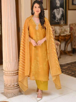Sequinned V-Neck Kurta Set