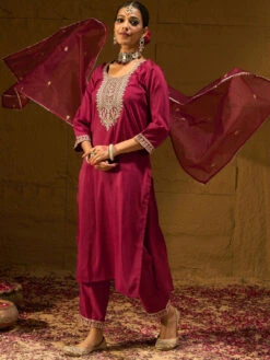 Motifs Embroidered Kurta Set
