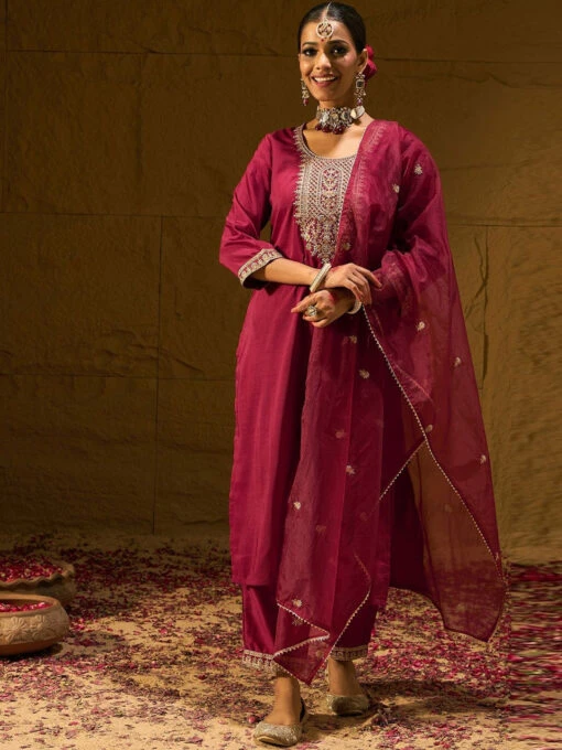 Motifs Embroidered Kurta Set - Image 3