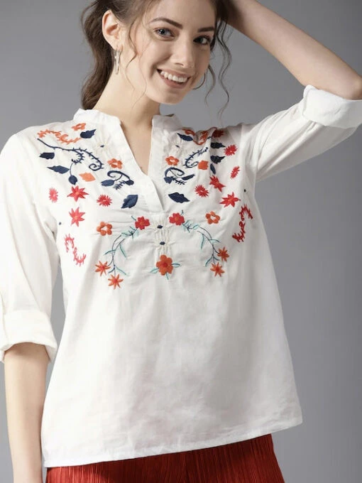 Embroidered Pure Cotton Kurti - Image 3