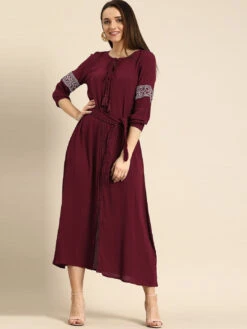 Solid Maroon In Viscose Kurti