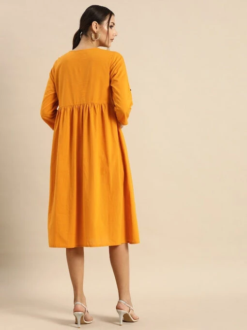 Embroidered Pleated Cotton Kurti - Image 3