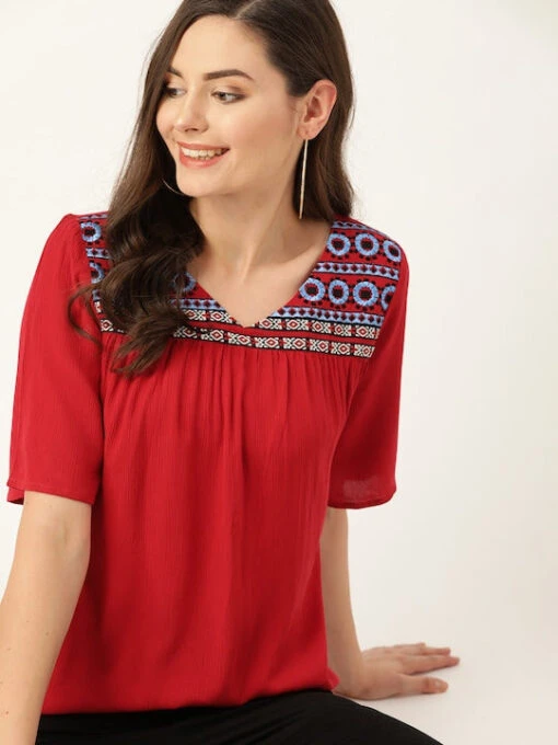 Embroidered A-Line Kurti - Image 3