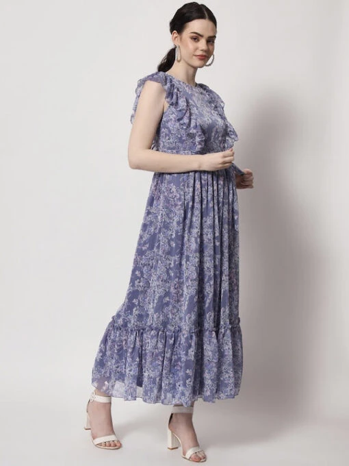 Floral Printed Fit And Flare Kurti - Image 3