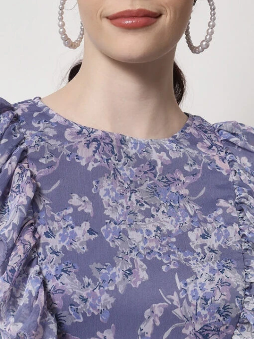 Floral Printed Fit And Flare Kurti - Image 5
