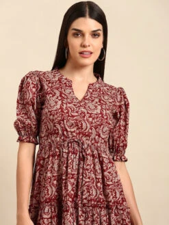Floral Print A-Line Kurti -Harmony Shop Kurti Dress K125E 4