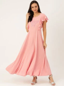 Solid Woven Flutter Sleeves Kurti