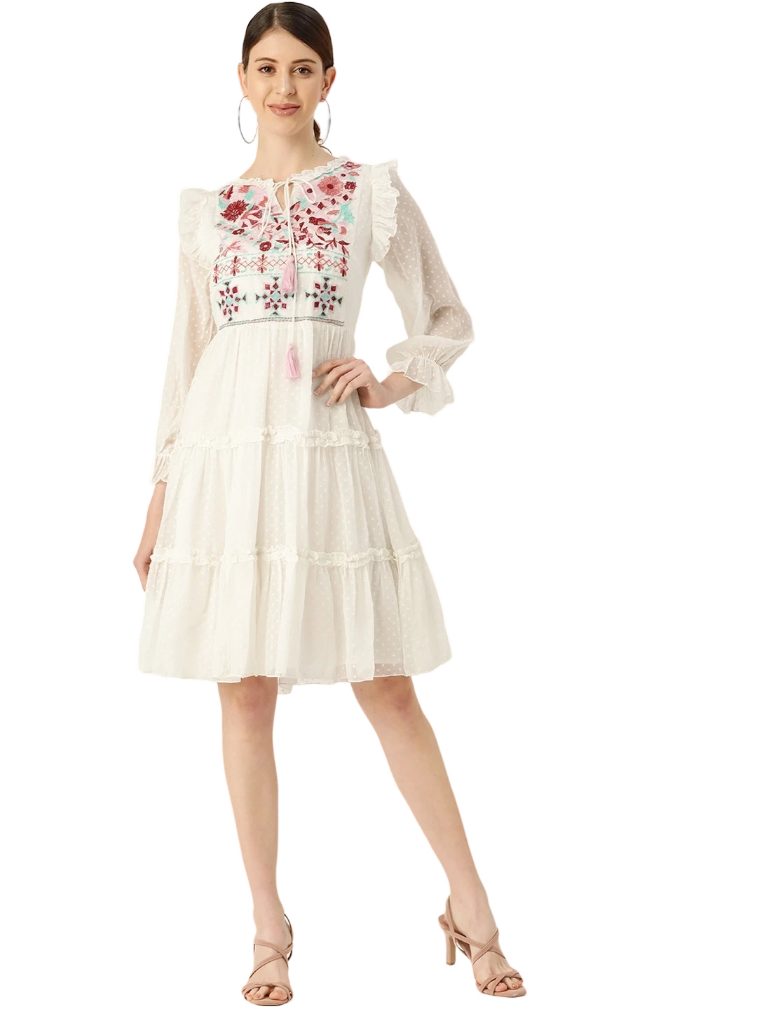 Embroidered Poly Chiffon Kurti