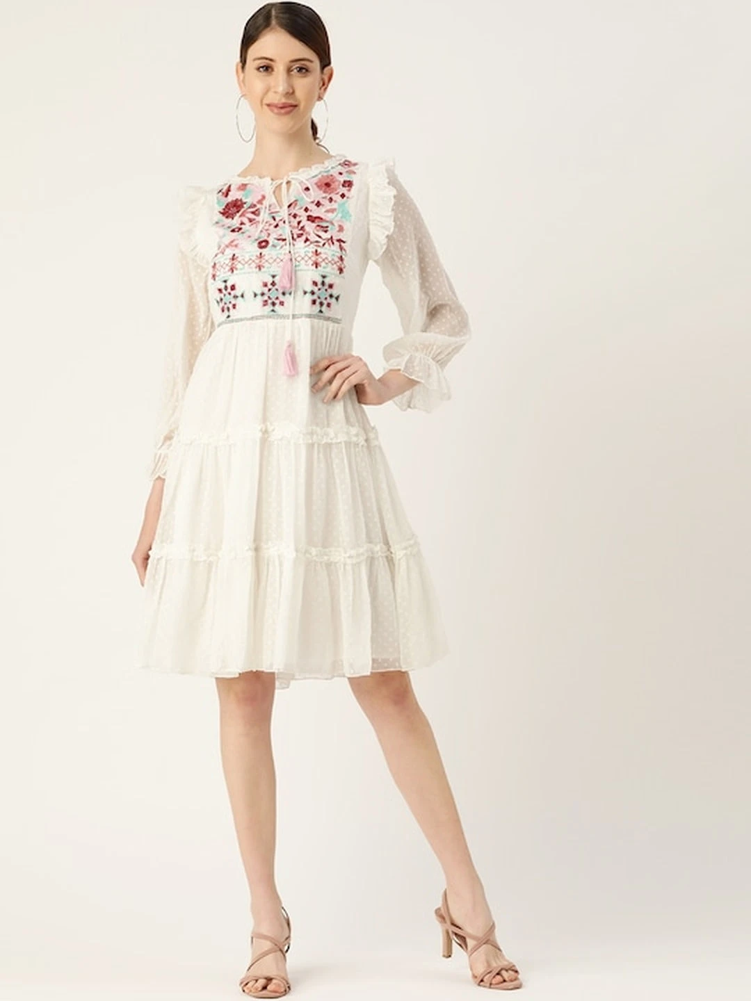Embroidered Poly Chiffon Kurti - Image 2