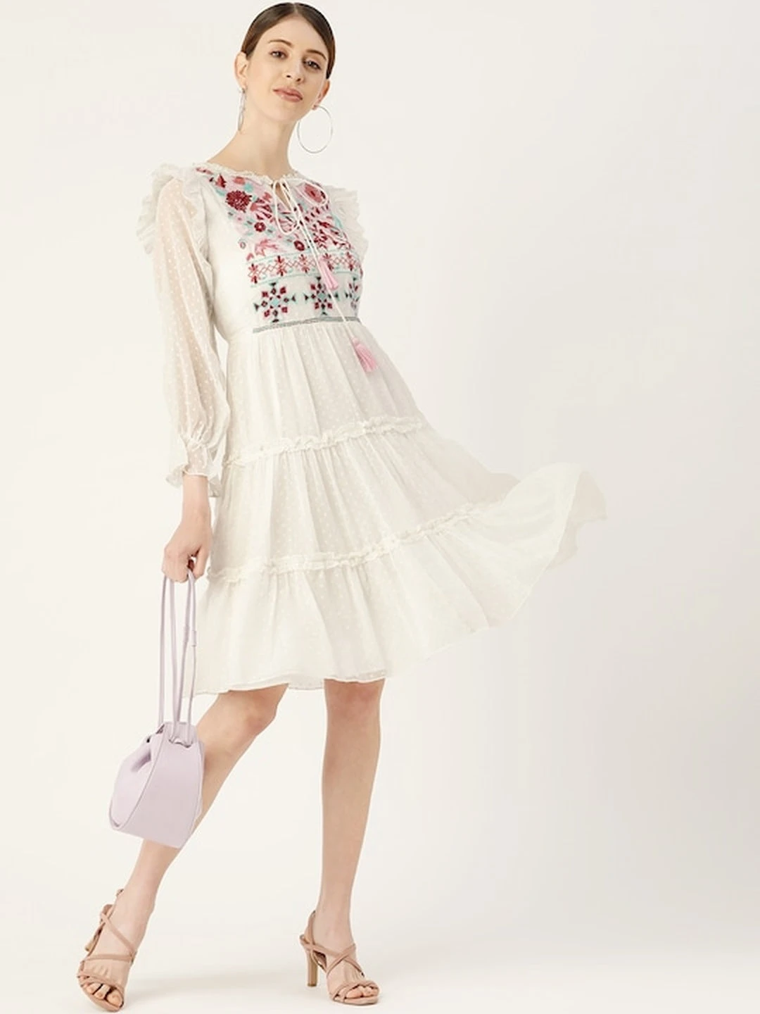 Embroidered Poly Chiffon Kurti - Image 3