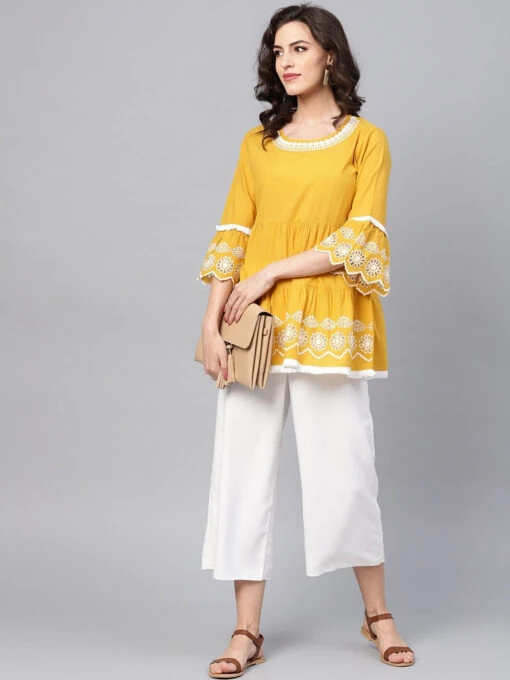 Schiffli Embroidered Cotton Kurti - Image 2