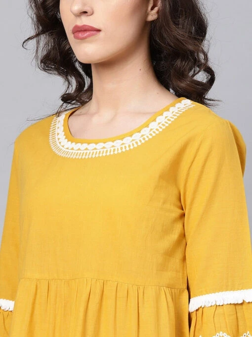 Schiffli Embroidered Cotton Kurti - Image 4