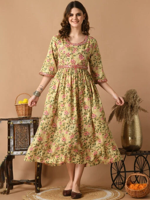 Mirror Work Anarkali Kurti