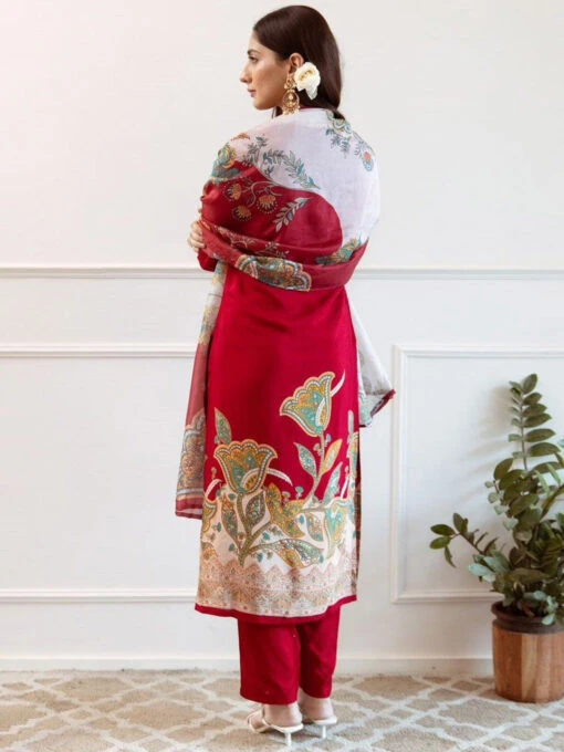 Floral Printed Thread Kurta Set - Image 3