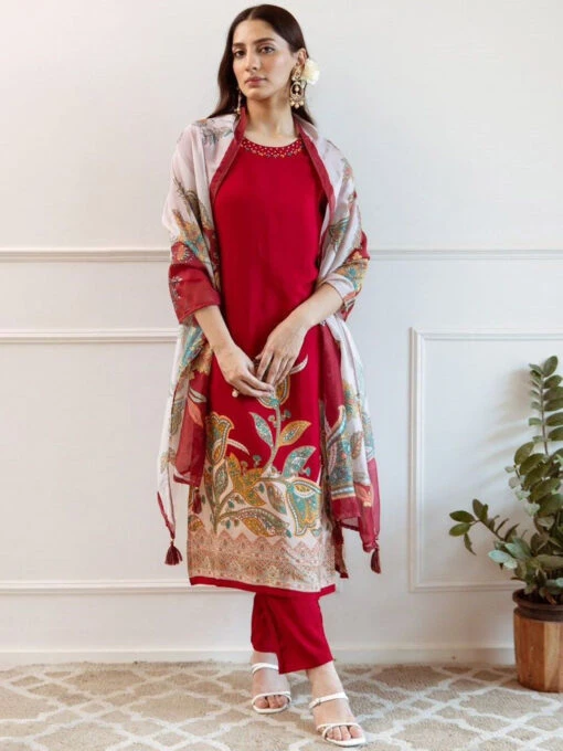 Floral Printed Thread Kurta Set - Image 5