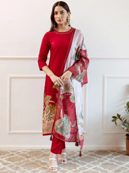 Floral Printed Thread Kurta Set