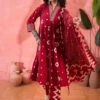 Printed V-Neck Pleated Kurta Set -Harmony Shop Kurti Set K140G 4