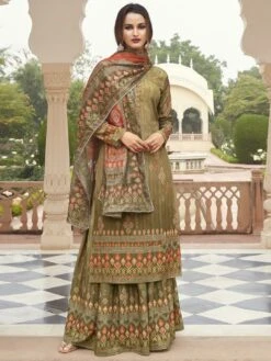 Natural Crape Embroidered