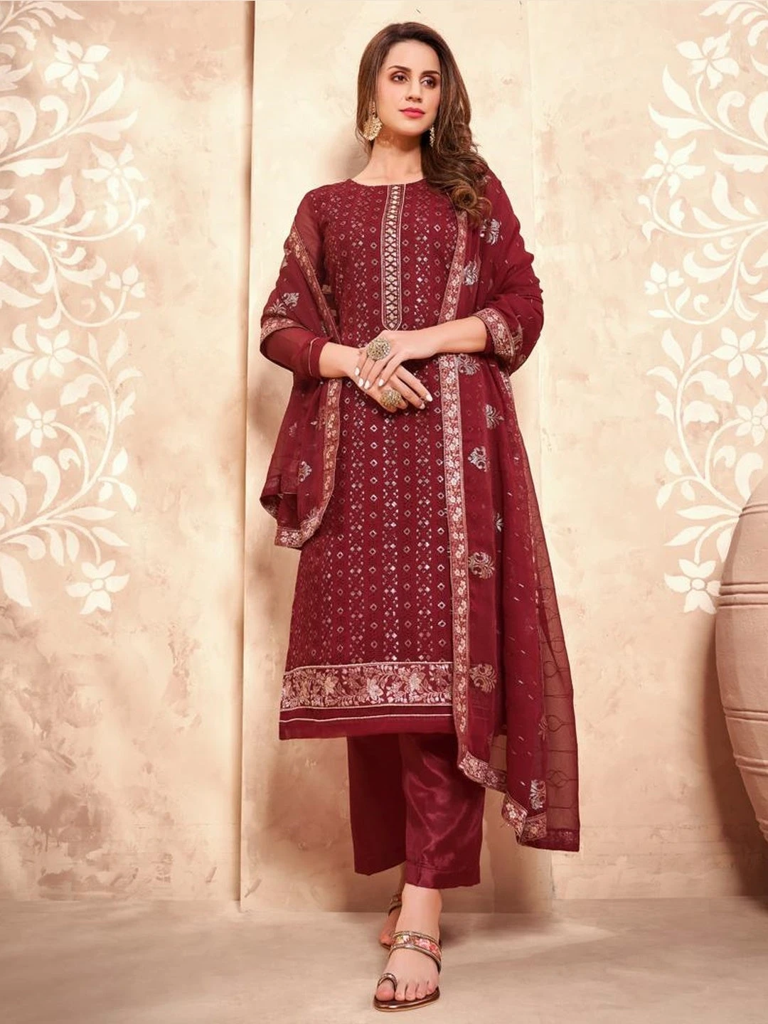 Embroidered Georgette & Jacquard