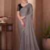 Satin Georgette Embroidery -Harmony Shop Saree S100E 2