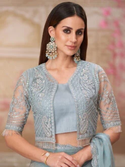 Georgette Net Embroidery -Harmony Shop Saree S128E 4