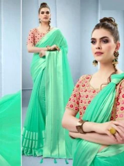 Linen Silk Embroidery Work