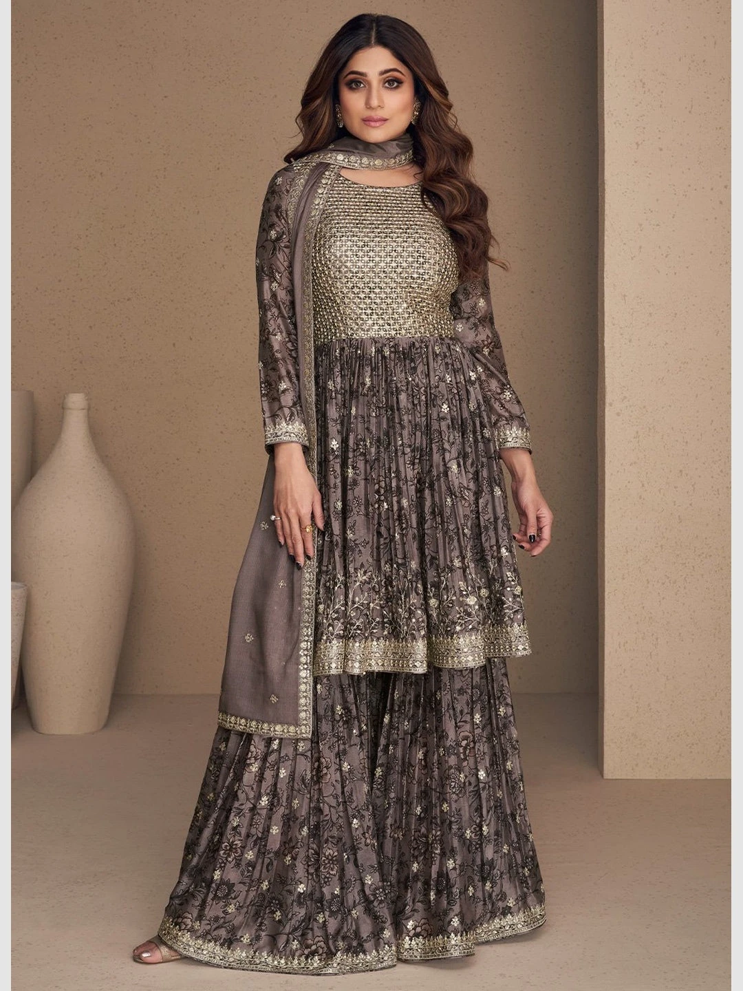 Embroidered Chinnon Silk